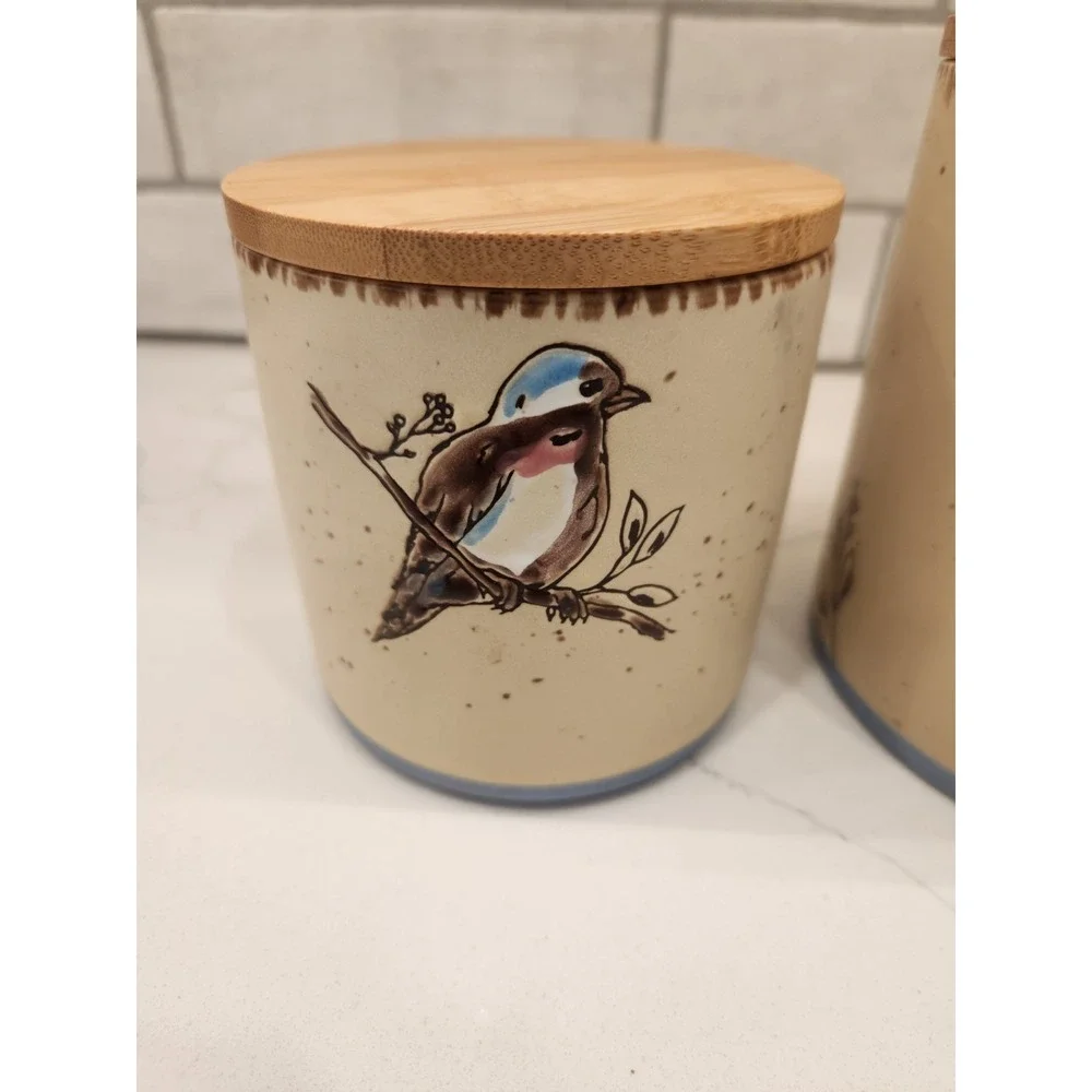 Set Of 2 InHomestylez‎ Canister Set Spectrum Bluebird Spring Birds 4
